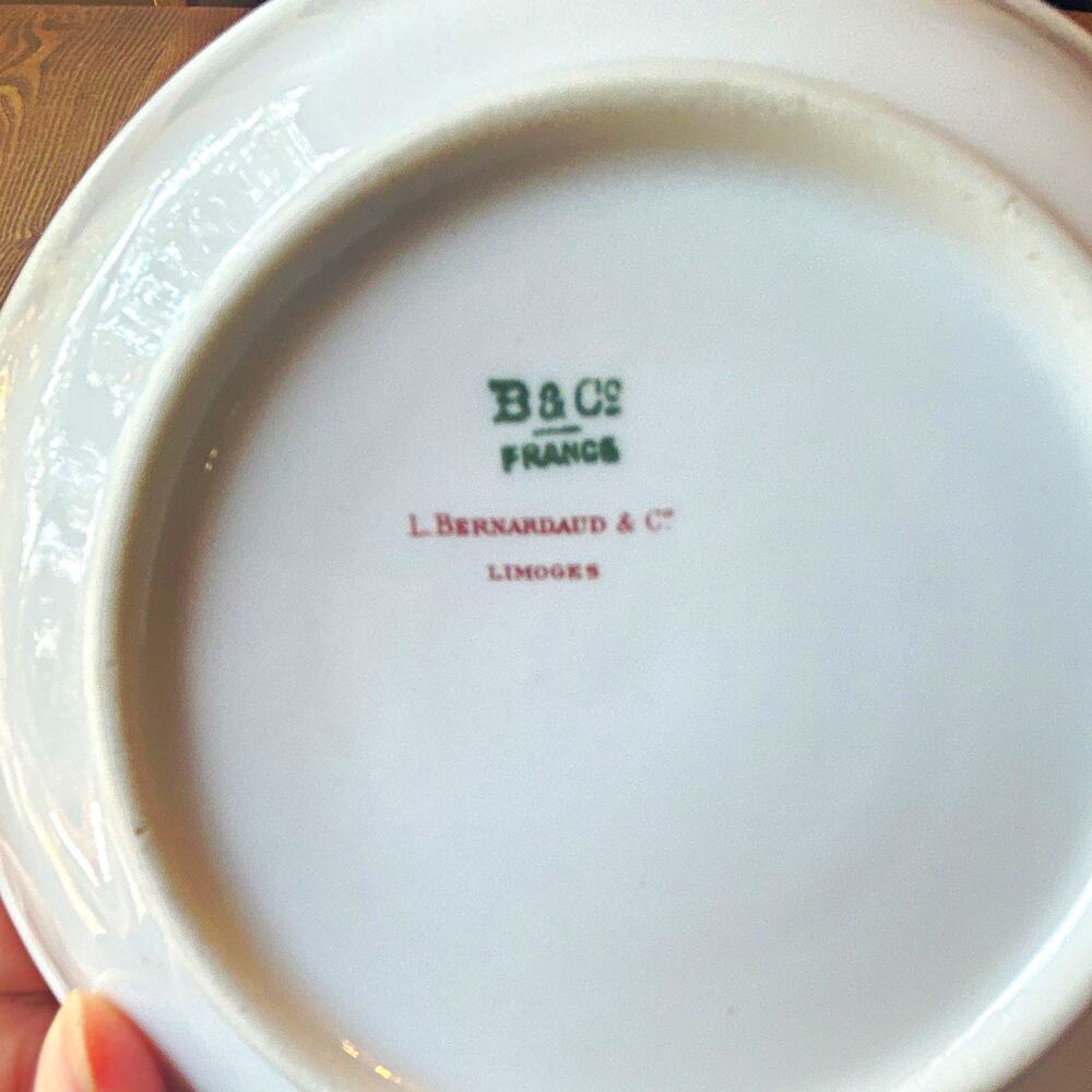 L. Bernardaud &C Limoges France Floral Porcelain Berry Bowl Gold Trim Printed